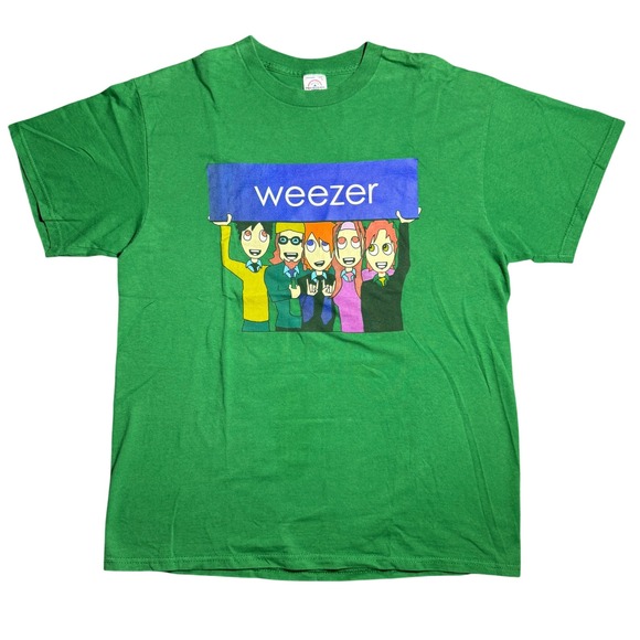 Delta Other - Vintage Weezer Cartoon Band Graphic T-Shirt Green Men's Large Tee